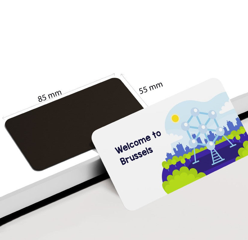 dhcrafts Rectangular Rubber Fridge Magnet / Magnetic Card Multicolor Brussels Design Pack of 1 (8.6cm x 5.4cm)